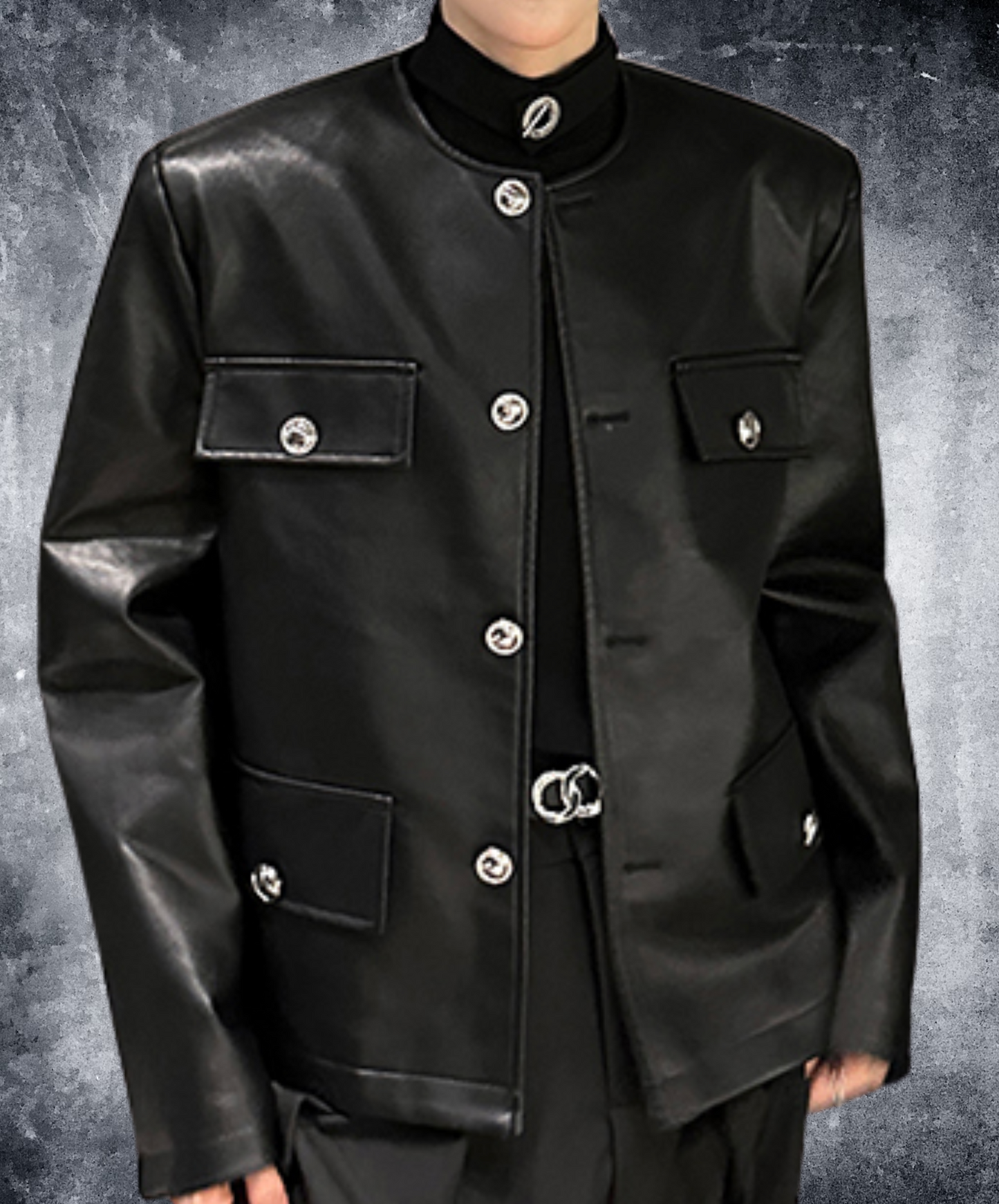 pu leather short riders jacket EN2474