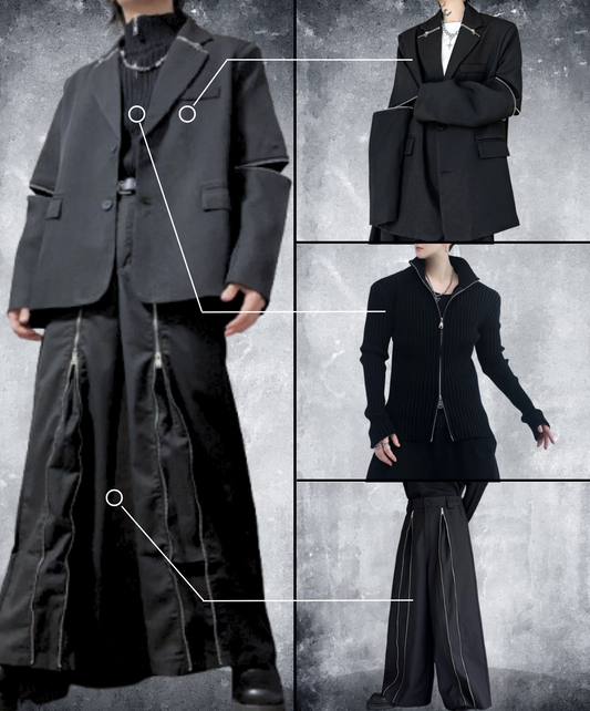 【style64】dark mode outfit set EN1883(jacket + sweater + pants set)