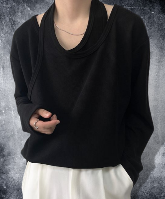 layered crew neck long t-shirt EN1550