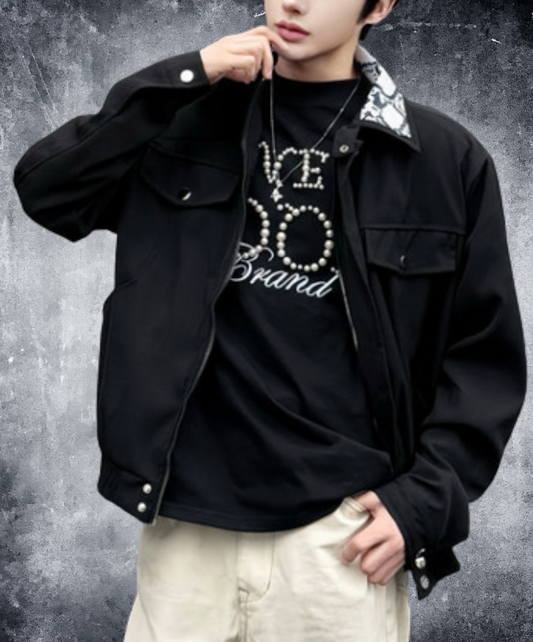 retro snake print shorts jacket EN2413