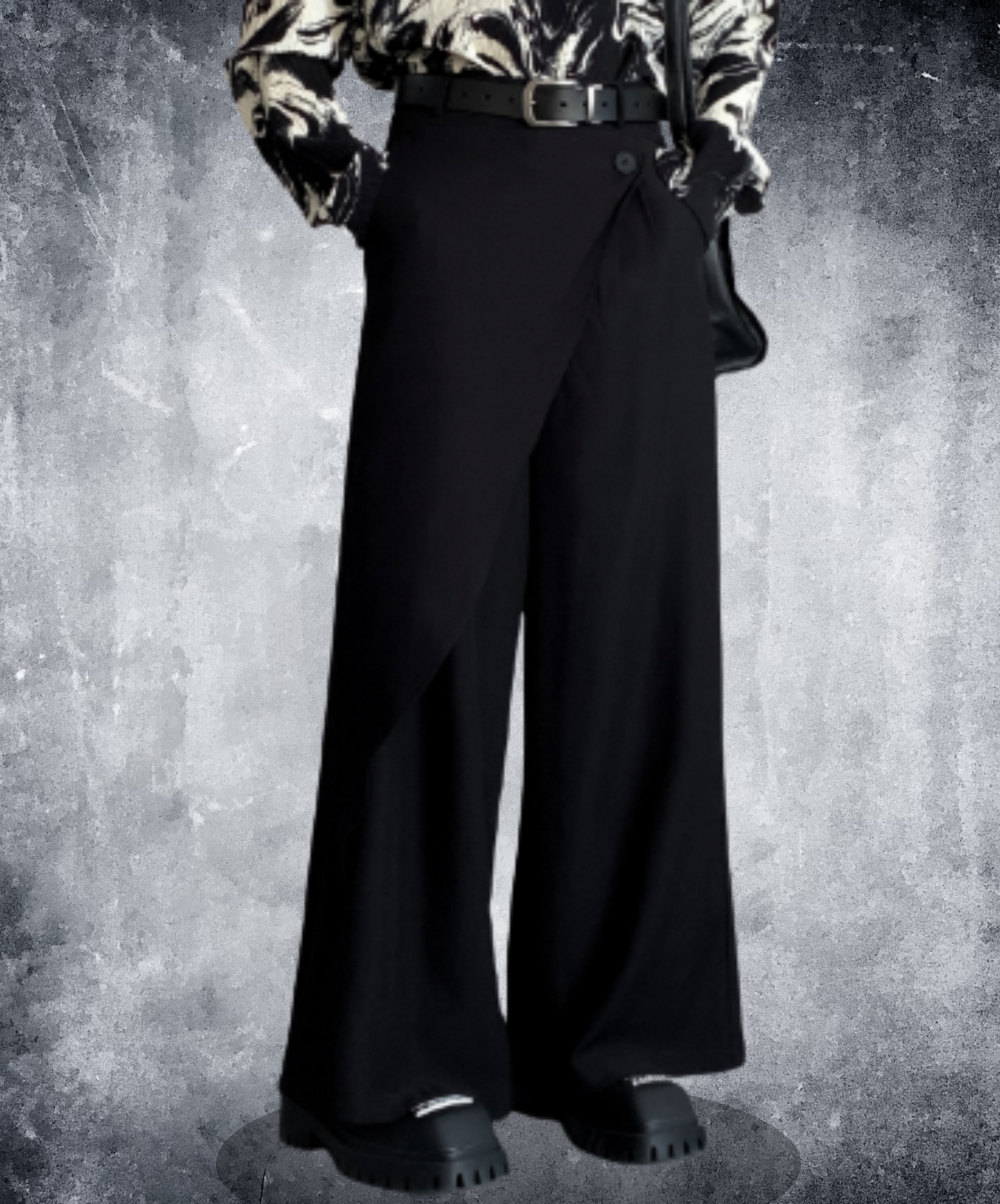 dark lazy drape layer wide pants EN2117