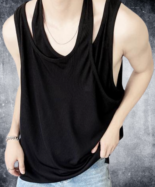 fake two piece sleeveless shirt EN2093