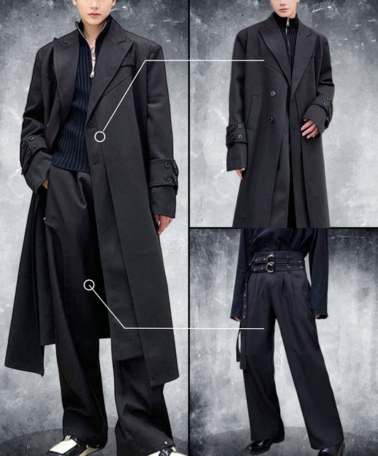 【style39】dark mode outfit set EN1412( coat+ pants set)