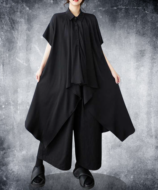 tucked chiffon drape long shirt EN2274