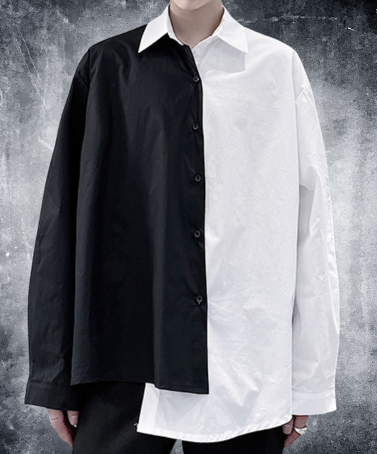 monotone contrast asymmetric shirt EN2046