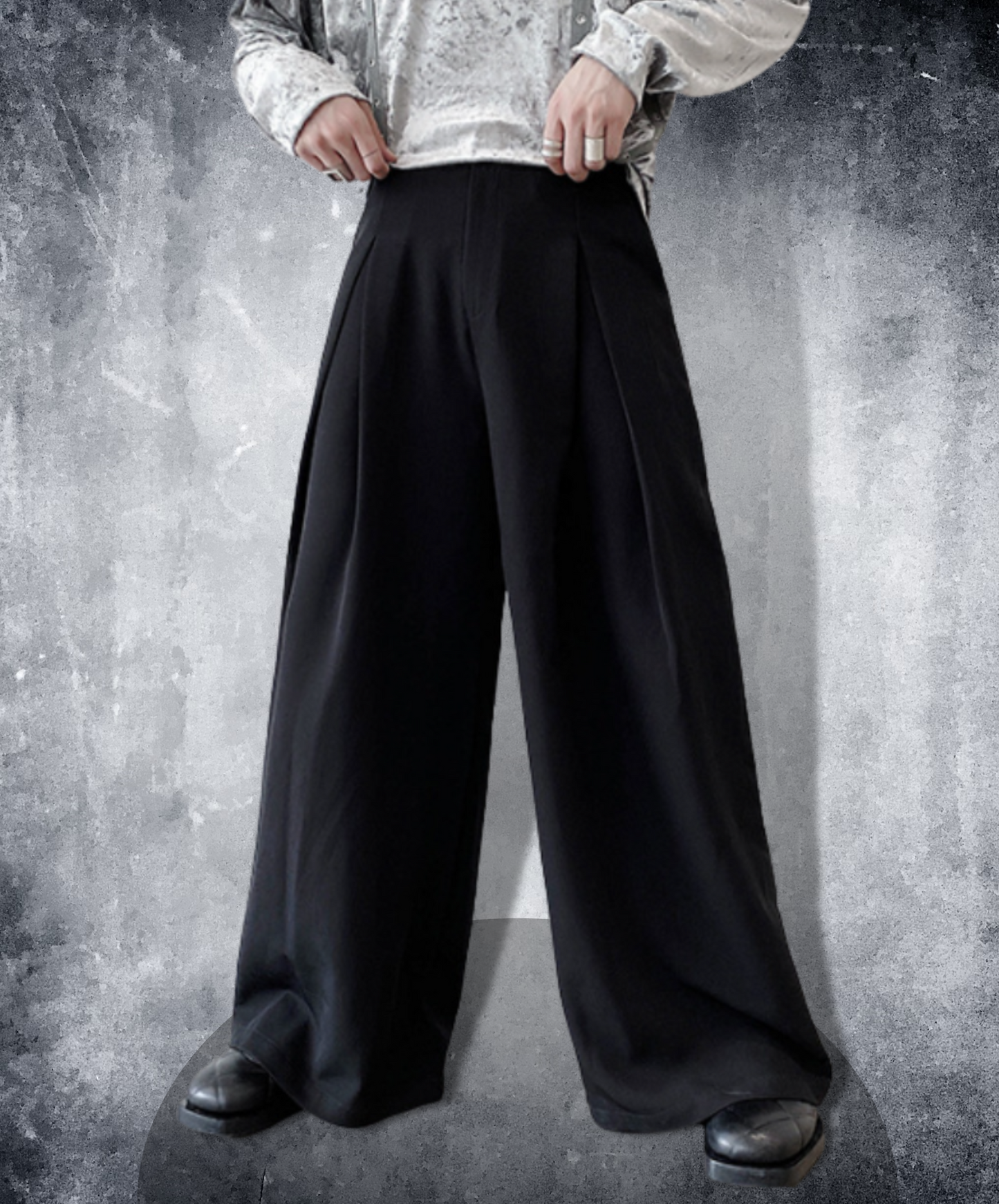 dark wide loose mop pants EN924