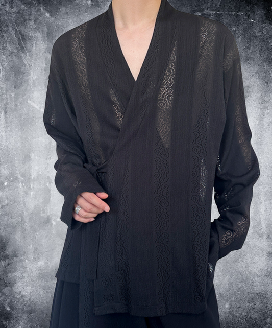 openwork jacquard cache-coeur sheer shirt EN2254