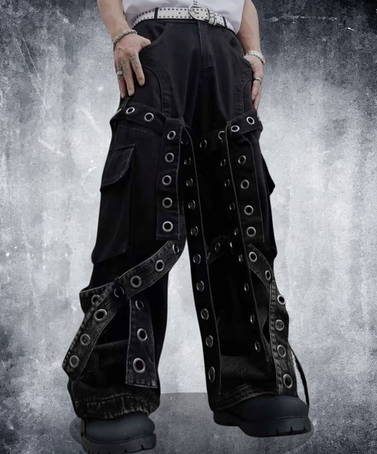 belt wrap design cargo wide pants EN2154