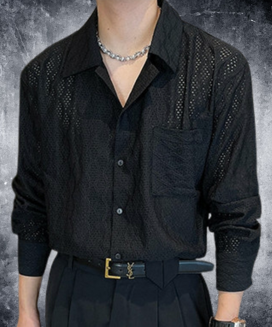 diamond pattern sheer shirt EN2368