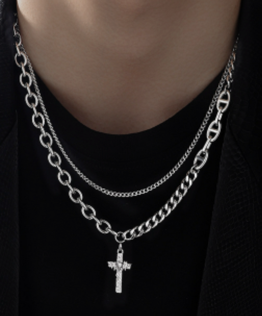 dark cross star necklace EN2028
