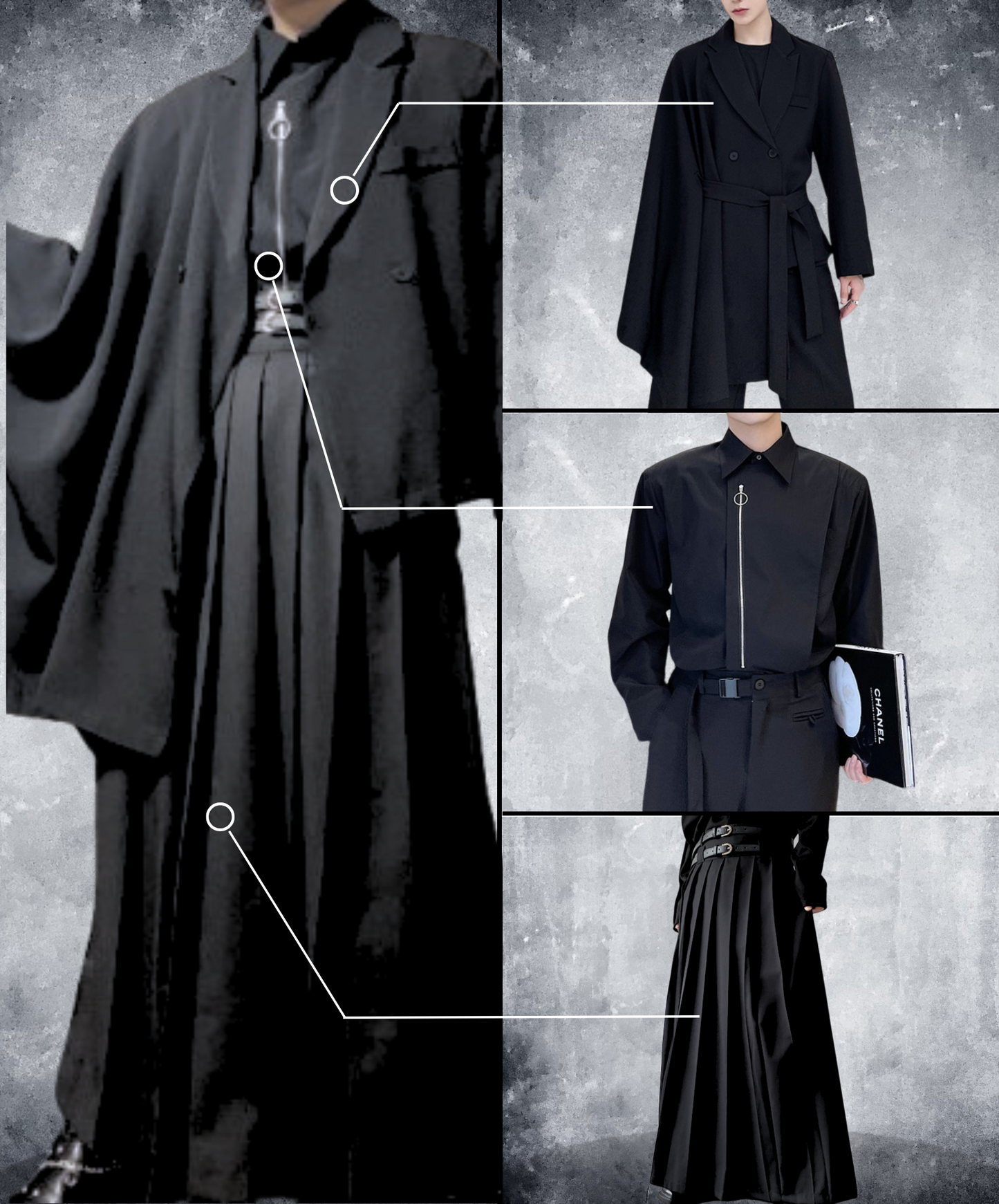 【style67】dark mode outfit set EN1891(jacket + shirt + skirt set)