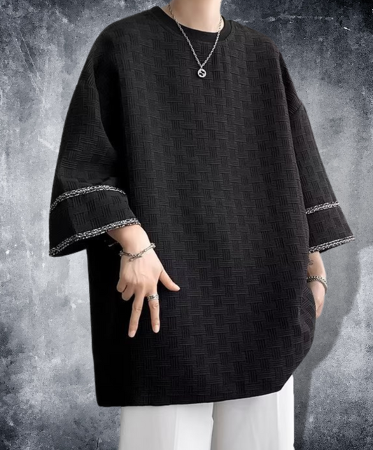 braided design three quarter sleeve t-shirt EN1070