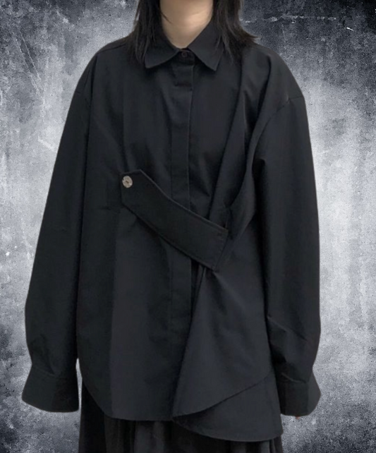 asymmetric design thick belt shirt EN1977