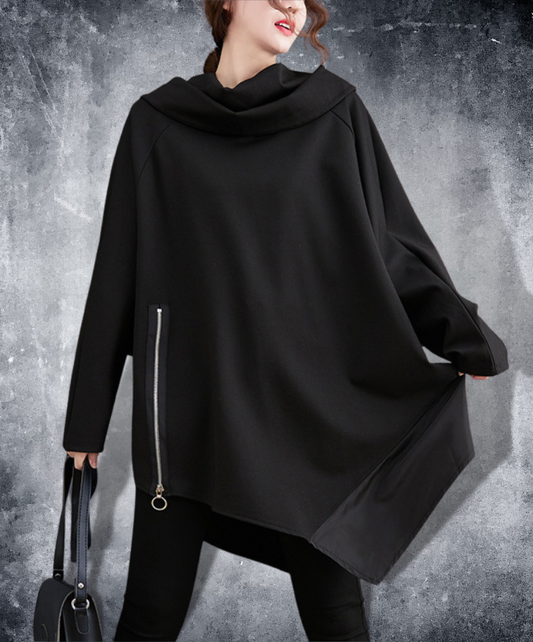dark asymmetrical zip sweatshirt EN884