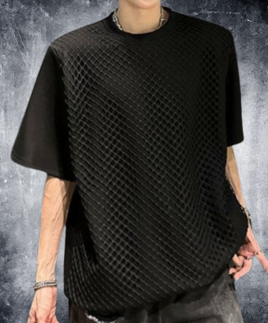 mesh patchwork fake two-piece t-shirt EN2237