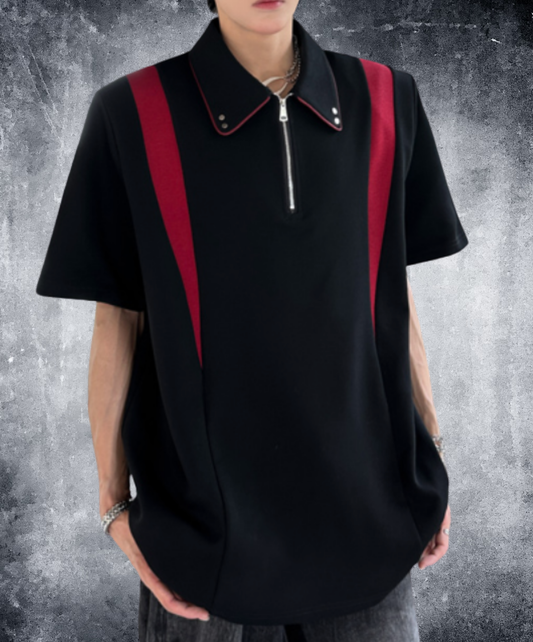 contrast color stitching short sleeves shirt EN2234