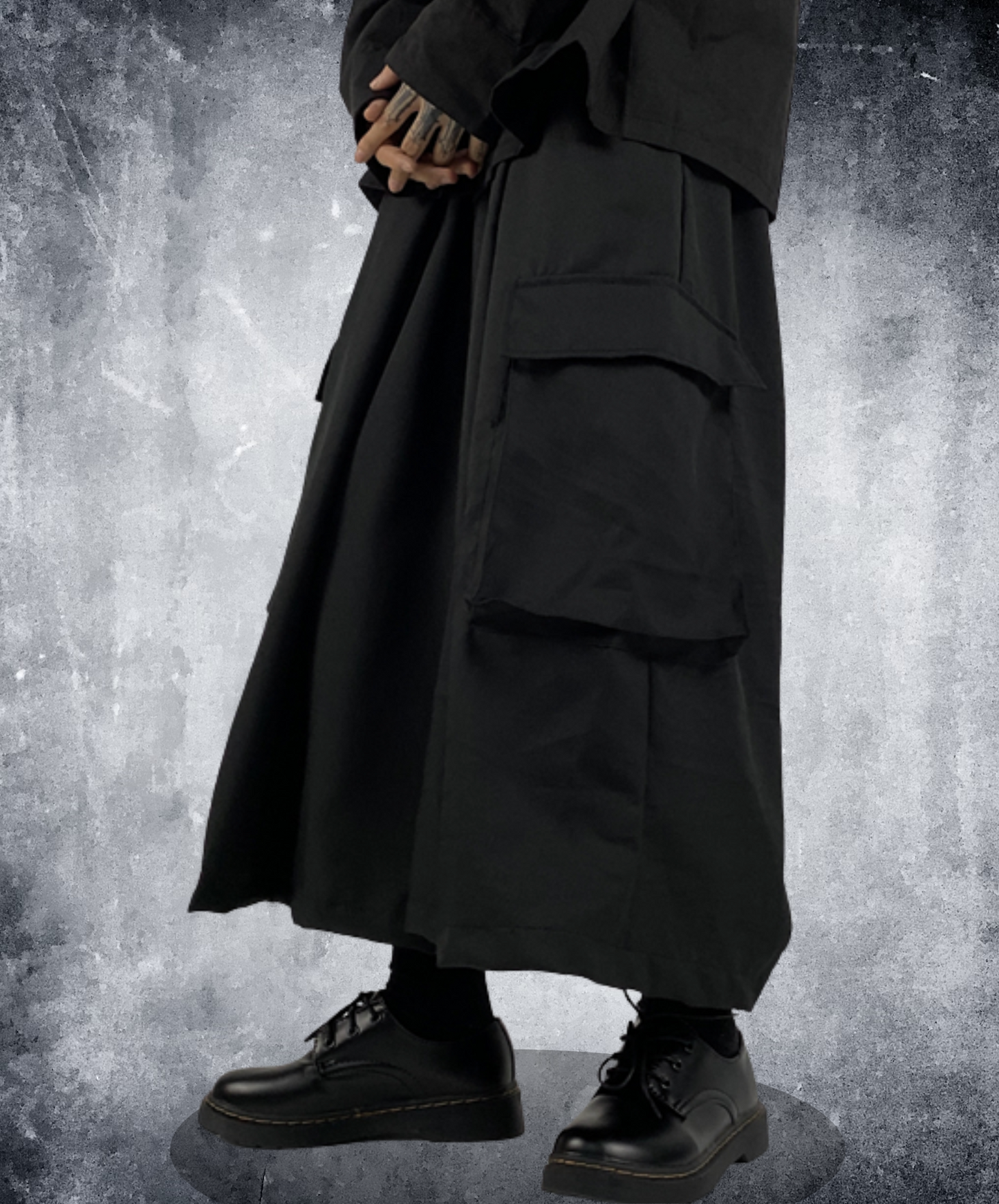 dark loose big pocket wide pants EN2394