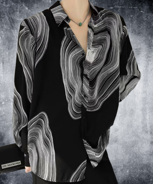 dark tree ring motif shirt EN2407