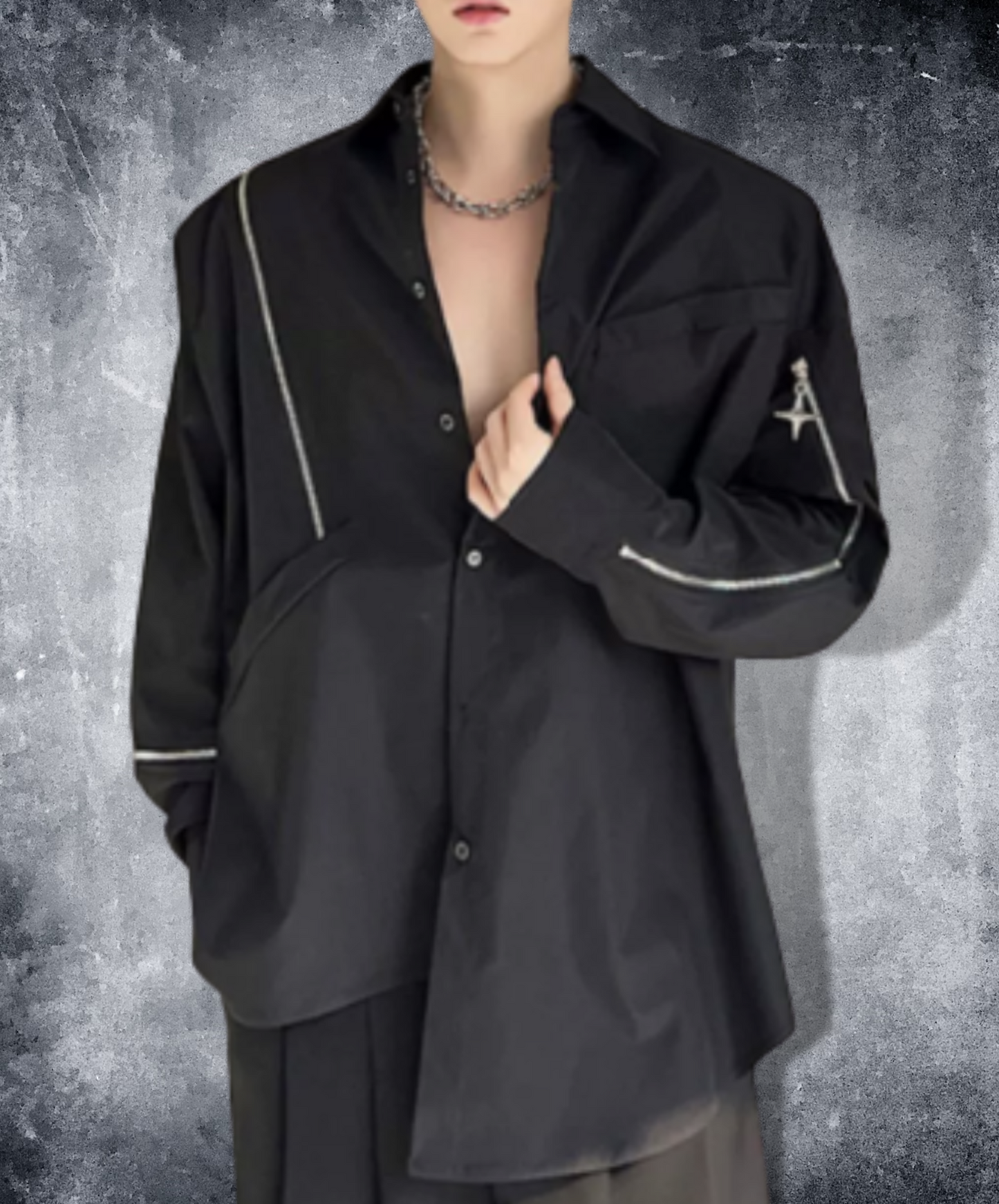 asymmetric irregular zip shirt EN1000