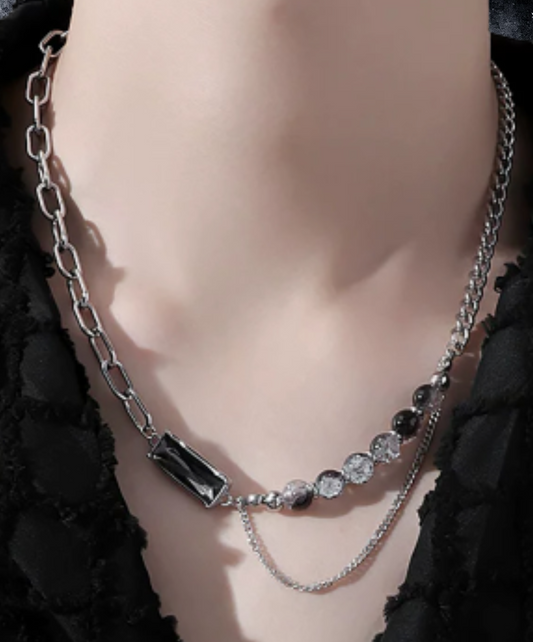 two layers of three types of chains necklace EN1978
