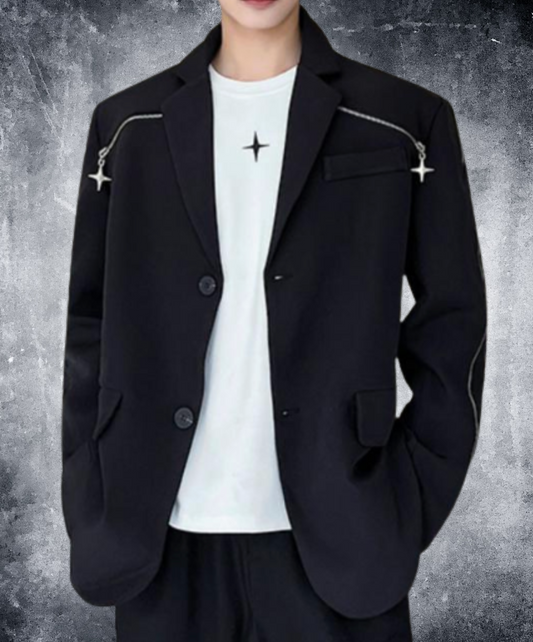 zipper line with cross charm jacket EN2404