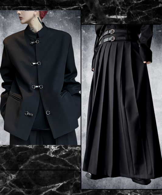 【style38】dark mode outfit set EN1411(jacket+ skirt set)