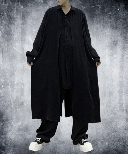 dark layered cloak drape long shirt EN2139