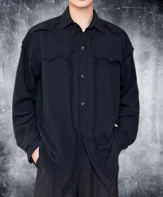 dark thin fringed jacquard shirt EN2376