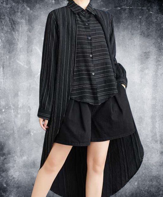 layered stripes and borders long shirt EN2283