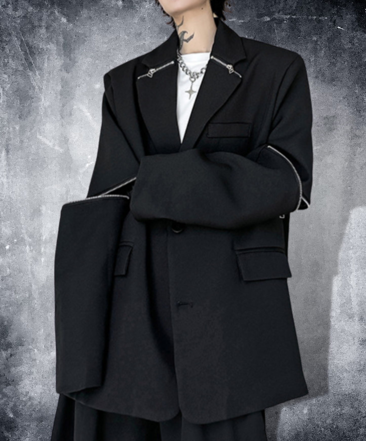 dark metal zipper decoration jacket EN1481