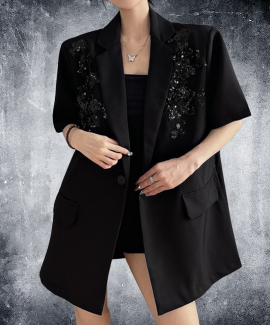 sequin embroidery short sleeve jacket EN2228