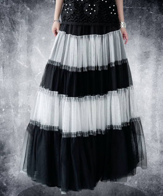 monotone border tulle skirt EN2282