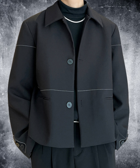 thin line button decoration jacket EN2362