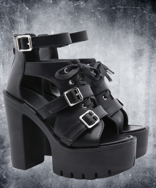 dark lace-up gladiators sandals EN2158
