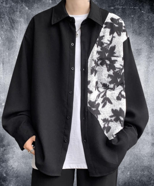 autumn motif silhouette shirt EN2399