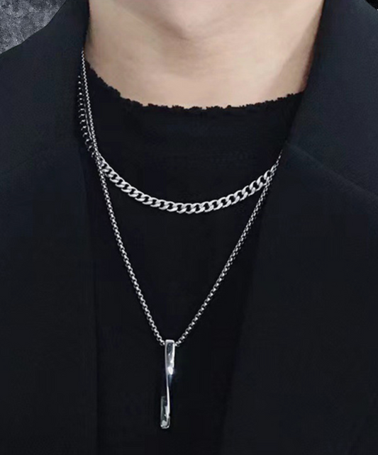 double chain on crossbar necklace EN2280