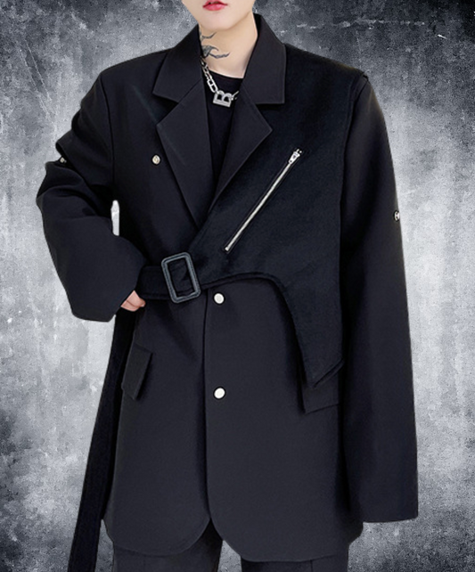 dark irregular design mix jacket EN2406