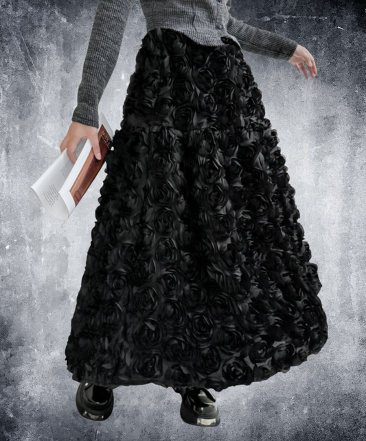3d flower motif a-line skirt EN2244