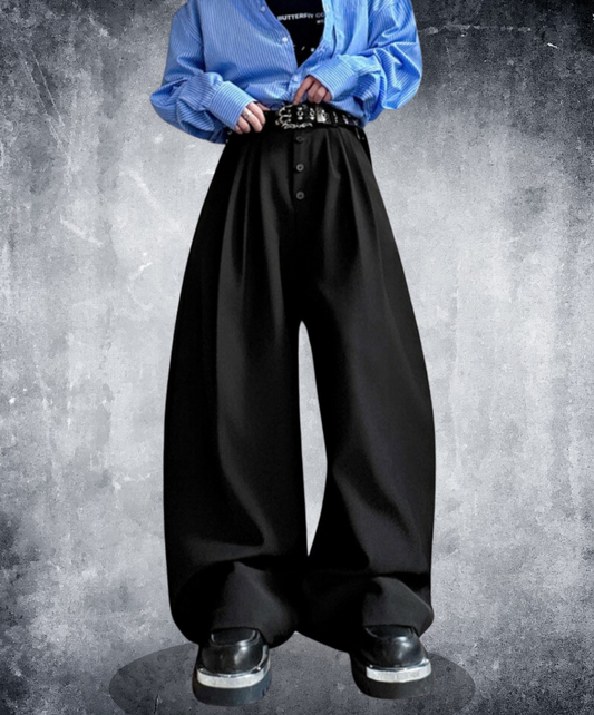 casual button design wide pants EN2338