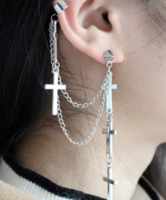 series of crosses earrings & ear cuff EN1962