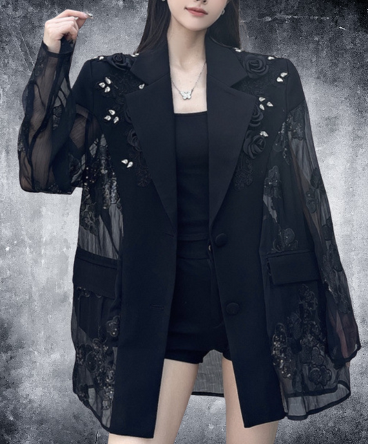 diamond embroidery flower stitch jacket EN2226