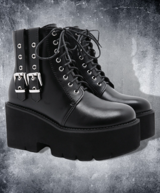 double buckle zip up boots EN1293