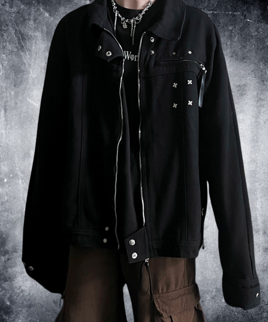 american retro black denim jacket EN2439