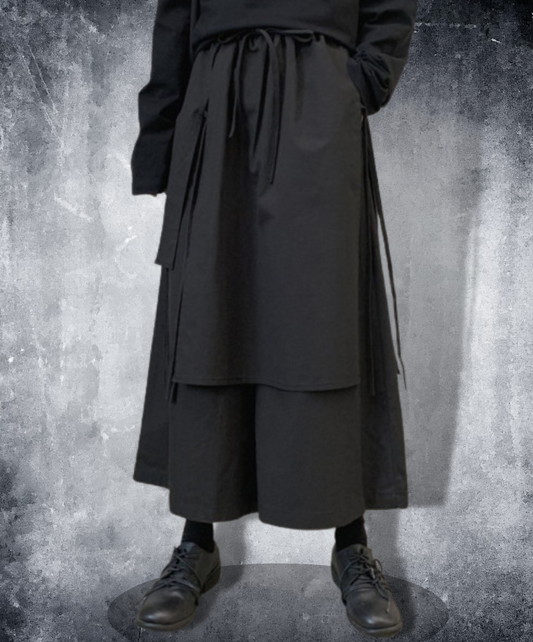 dark wide layered hakama pants EN1124