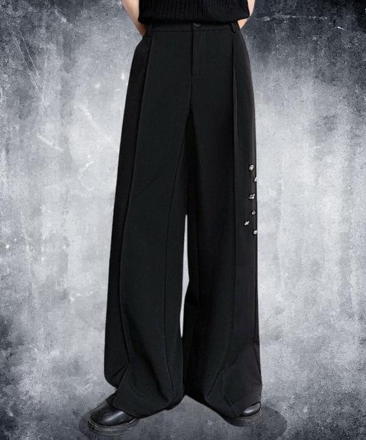 dark random metal design wide pants EN2323