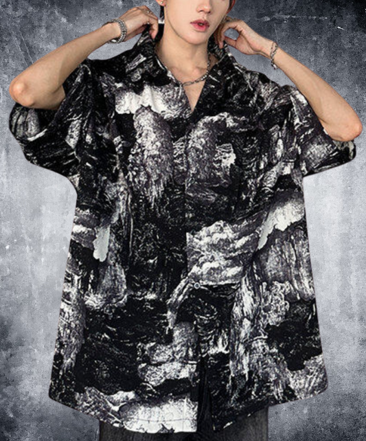 retro splicing design shirt EN2206