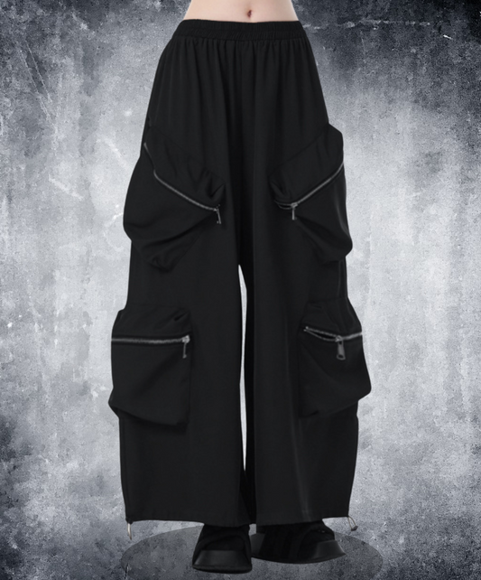 3d zipper pockets wide pants EN2336