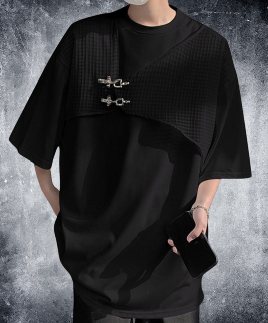 layered metal buckle t-shirt EN2111