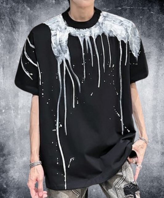 flowing water graffiti print t-shirt EN2166