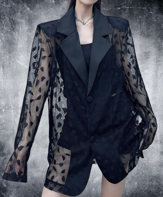 jacquard openwork sheer jacket EN2227